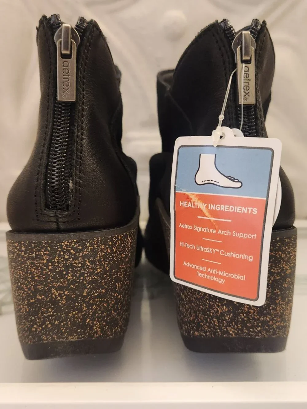 Aetrex Suede Leather Wedge Ankle Boots. NIB. Size EU 36/US 6-6.5